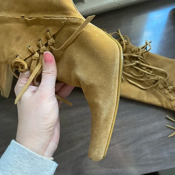 VTG suede fringe 👢 boho- chic boots - Picture 5 of 7